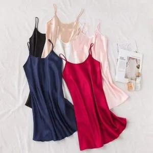 Sexy Silk Strap Pyjamas Summer Pajamas Women Thin Replica Slip Loungewear Sleepwear