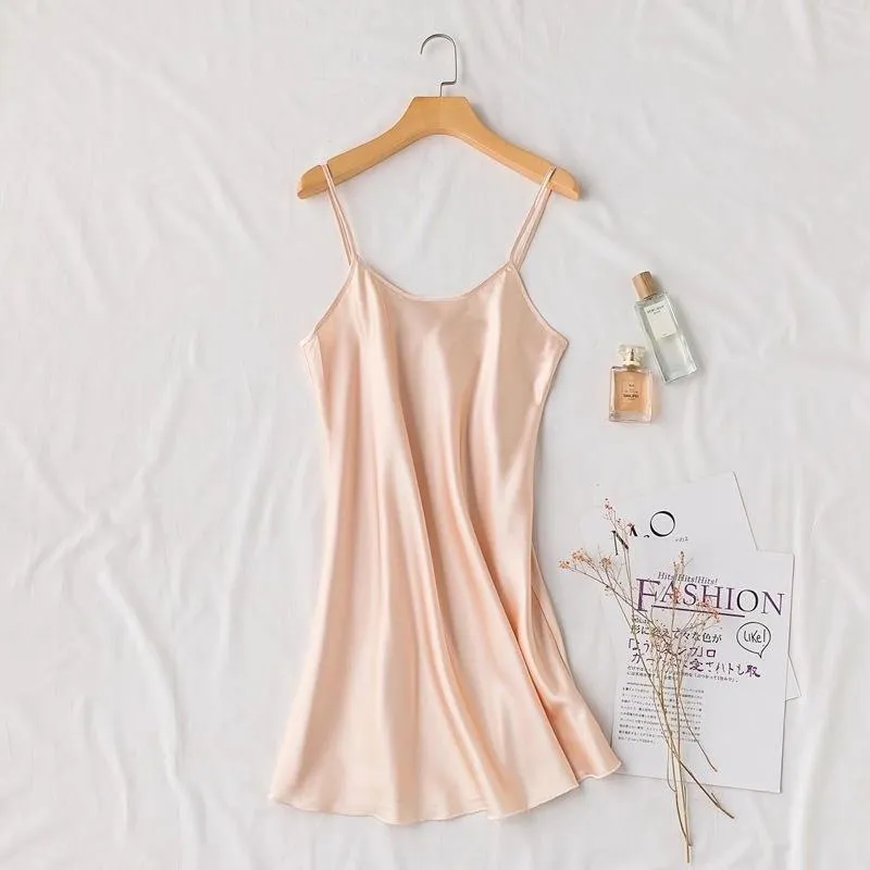 Sexy Silk Strap Pyjamas Summer Pajamas Women Thin Replica Slip Loungewear Sleepwear