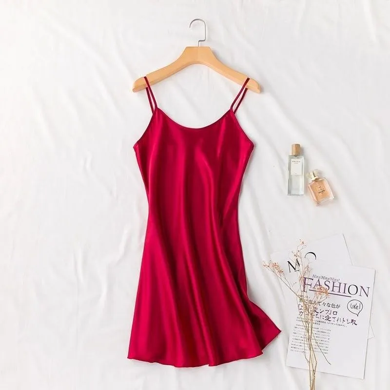 Sexy Silk Strap Pyjamas Summer Pajamas Women Thin Replica Slip Loungewear Sleepwear