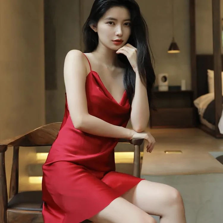 Sexy Strap Women Summer Silk Thin Pyjamas Bare Back Pajamas Loungewear Sleepwear