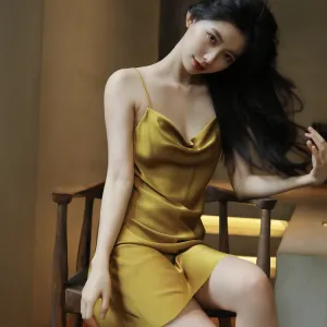 Sexy Strap Women Summer Silk Thin Pyjamas Bare Back Pajamas Loungewear Sleepwear