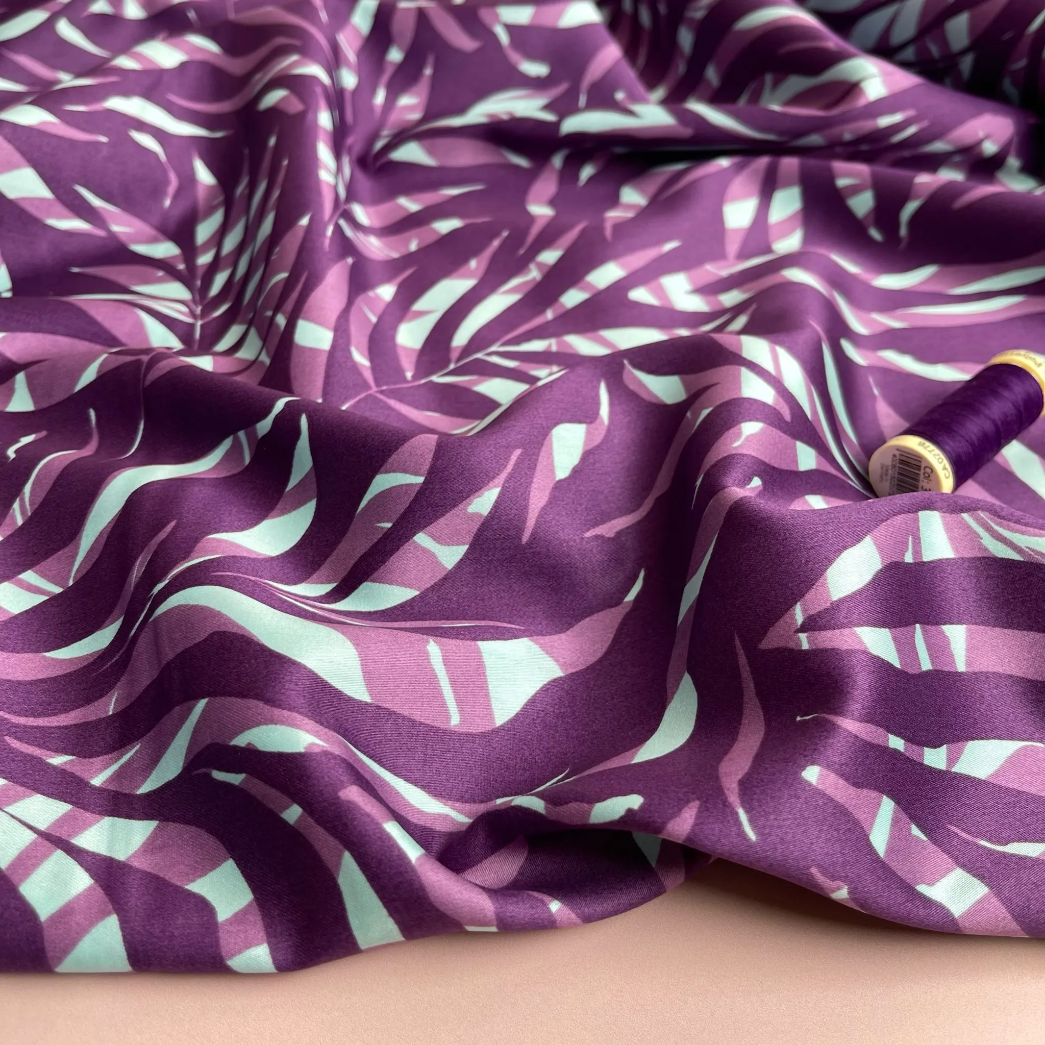Shaded Foliage in Purple Cotton Sateen Fabric