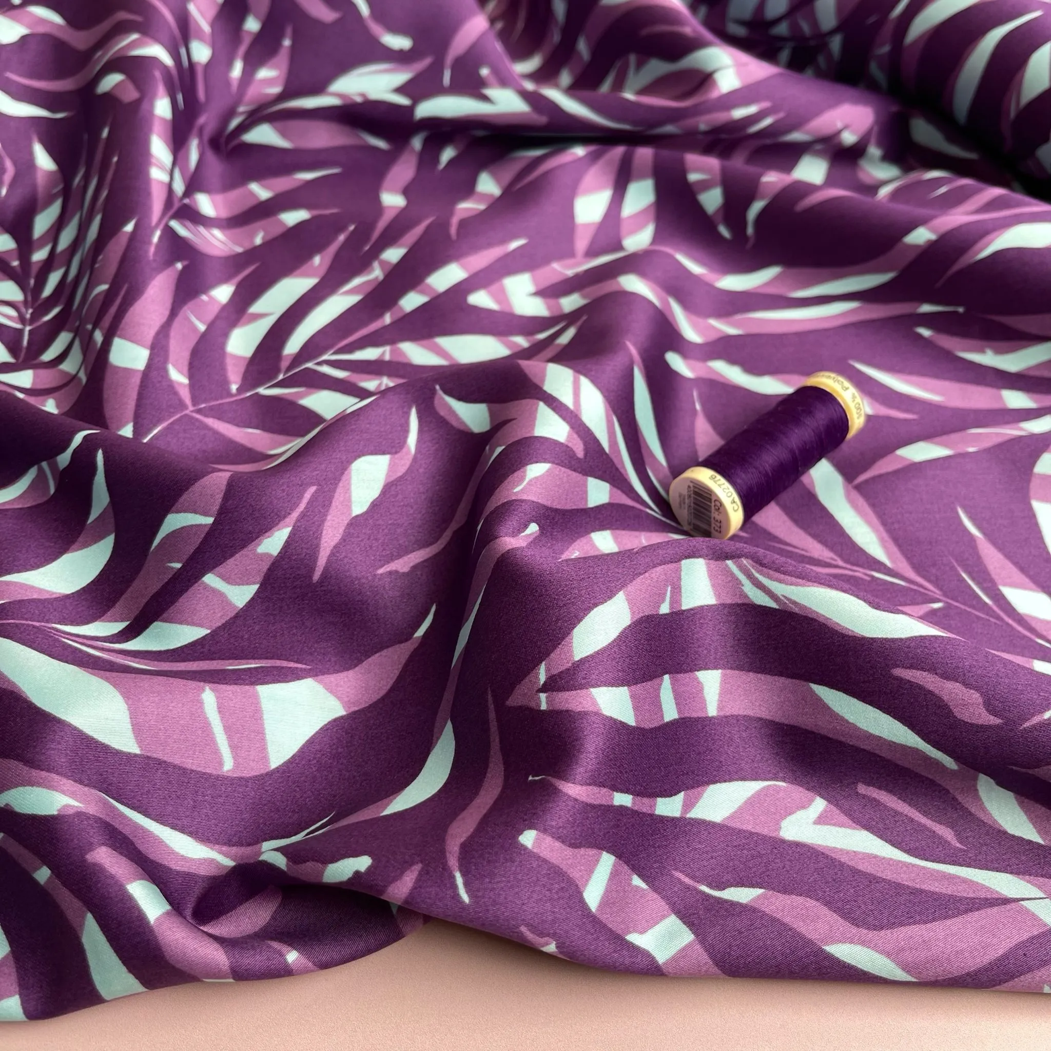 Shaded Foliage in Purple Cotton Sateen Fabric