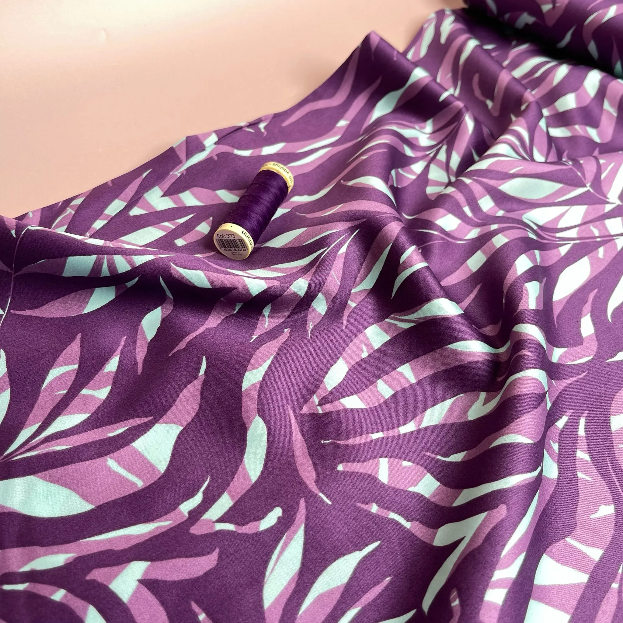 Shaded Foliage in Purple Cotton Sateen Fabric