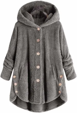 Sherpa Jacket Women Trendy Winter Long Sleeve Fleece Jacket Faux Fur Outerwear Full Button Warming Coats with Pockets