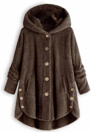 Sherpa Jacket Women Trendy Winter Long Sleeve Fleece Jacket Faux Fur Outerwear Full Button Warming Coats with Pockets