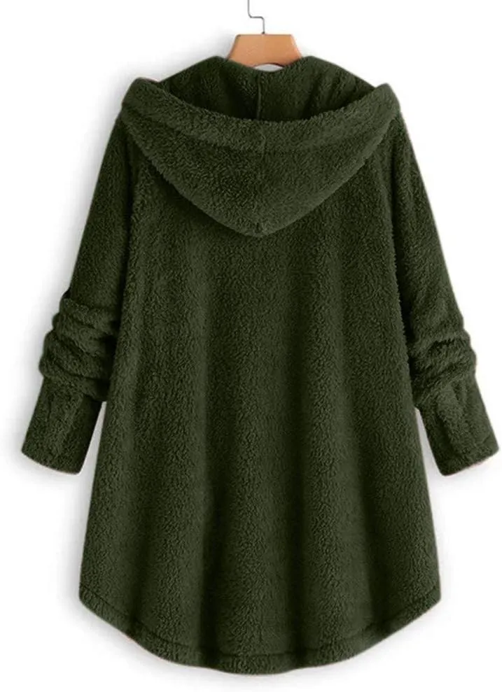 Sherpa Jacket Women Trendy Winter Long Sleeve Fleece Jacket Faux Fur Outerwear Full Button Warming Coats with Pockets