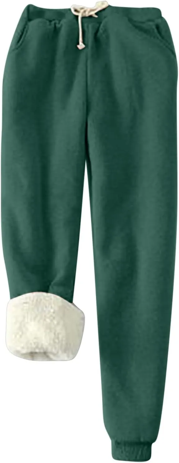 Sherpa Lined Lounge Sets for Women 2 Piece Warm Outfits Long Sleeve Pullover with Pockets Fuzzy Fleece Pajamas Set