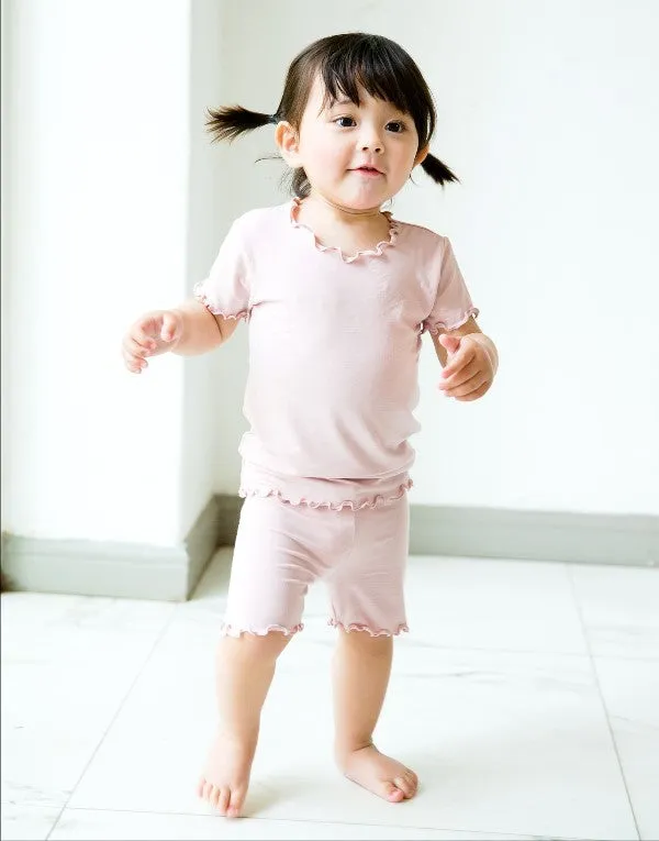 Shirring Greypink Short Sleeve Pajamas