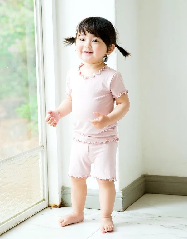 Shirring Greypink Short Sleeve Pajamas