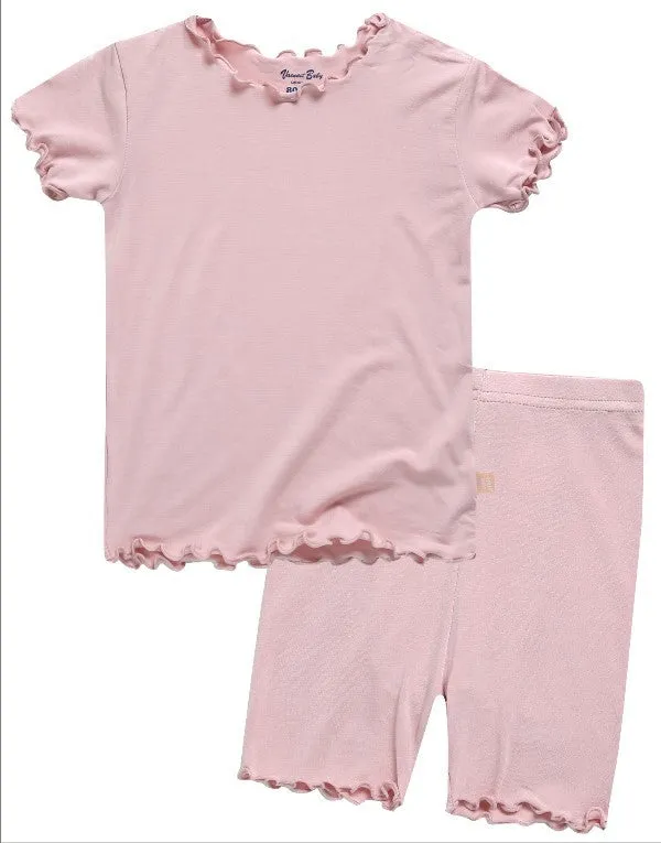 Shirring Greypink Short Sleeve Pajamas
