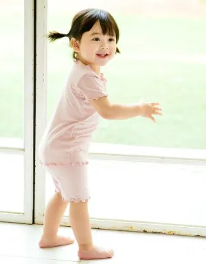 Shirring Greypink Short Sleeve Pajamas