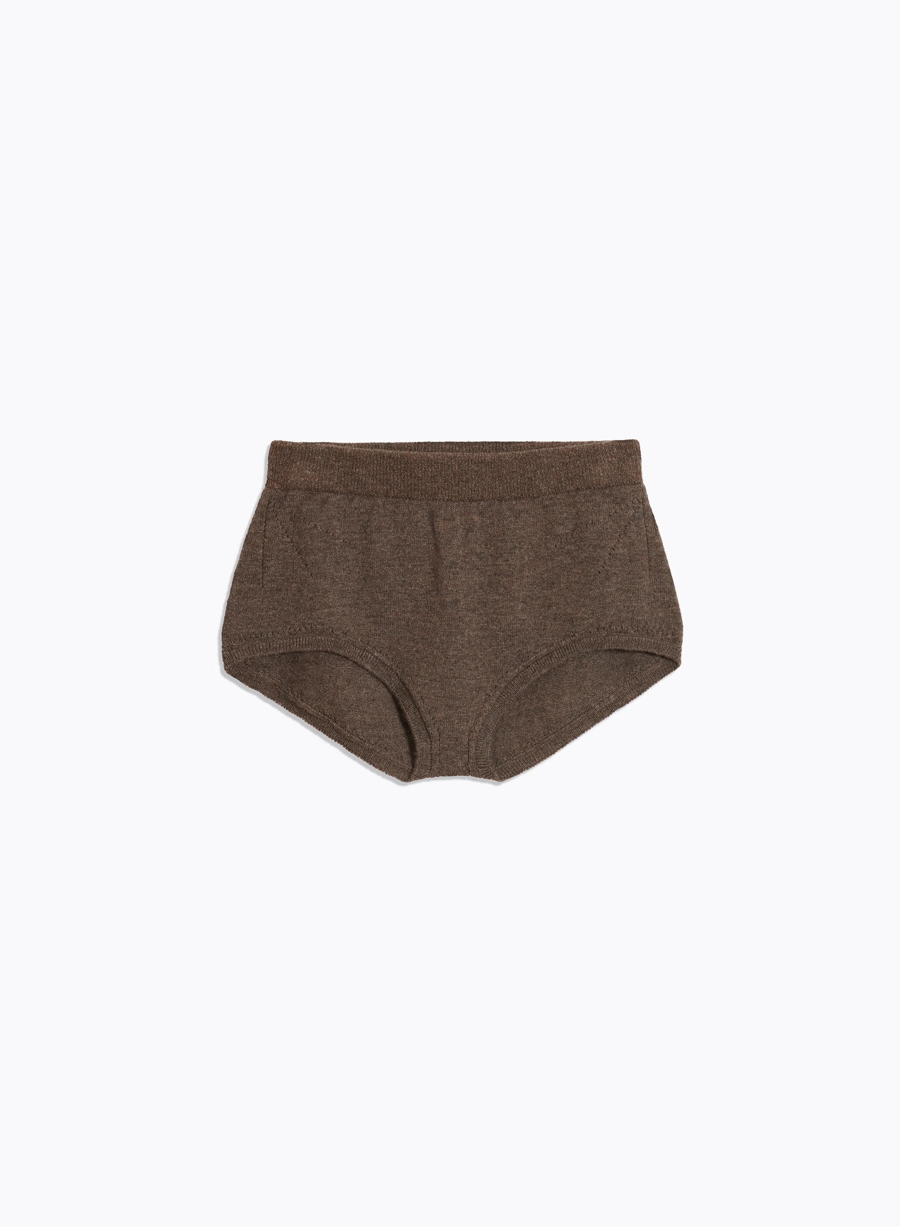 Short Court Marron en Laine et Cachemire