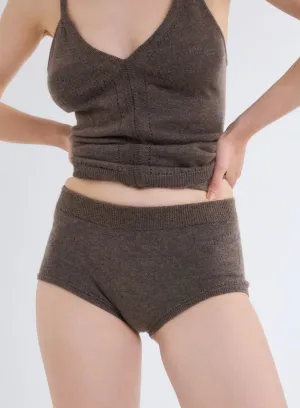 Short Court Marron en Laine et Cachemire