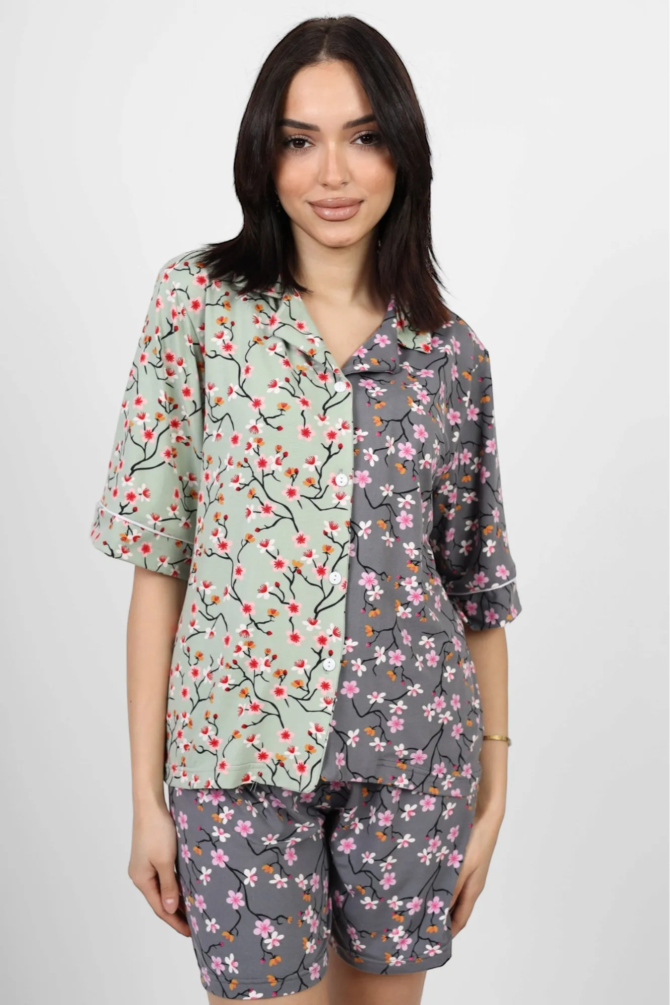 Short sleeved Pajama Set - Grey