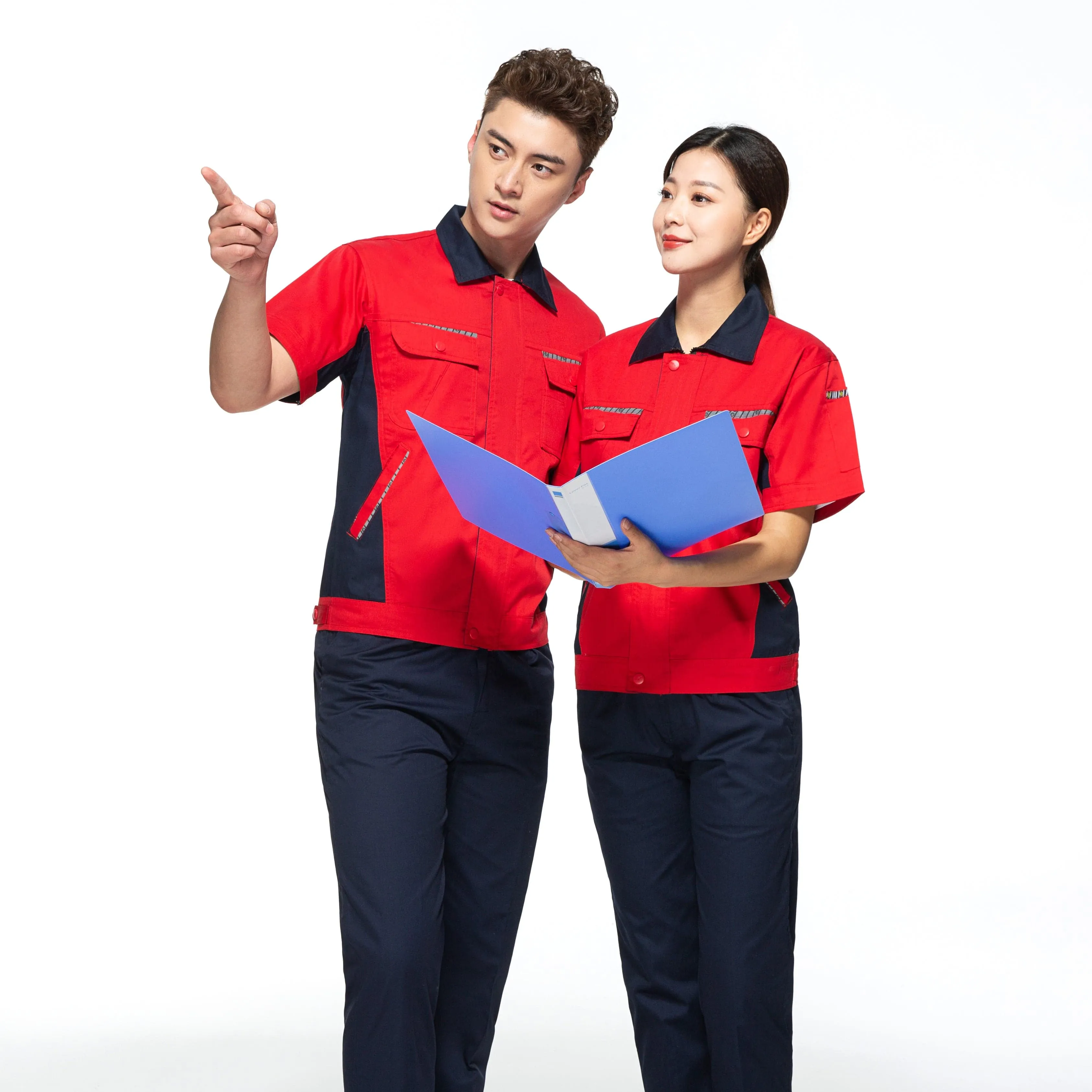 Short-sleeved polyester cotton overalls for summer SD-S1002