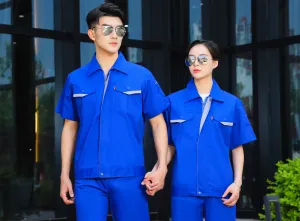 Short-sleeved polyester cotton overalls for summer SD-S302