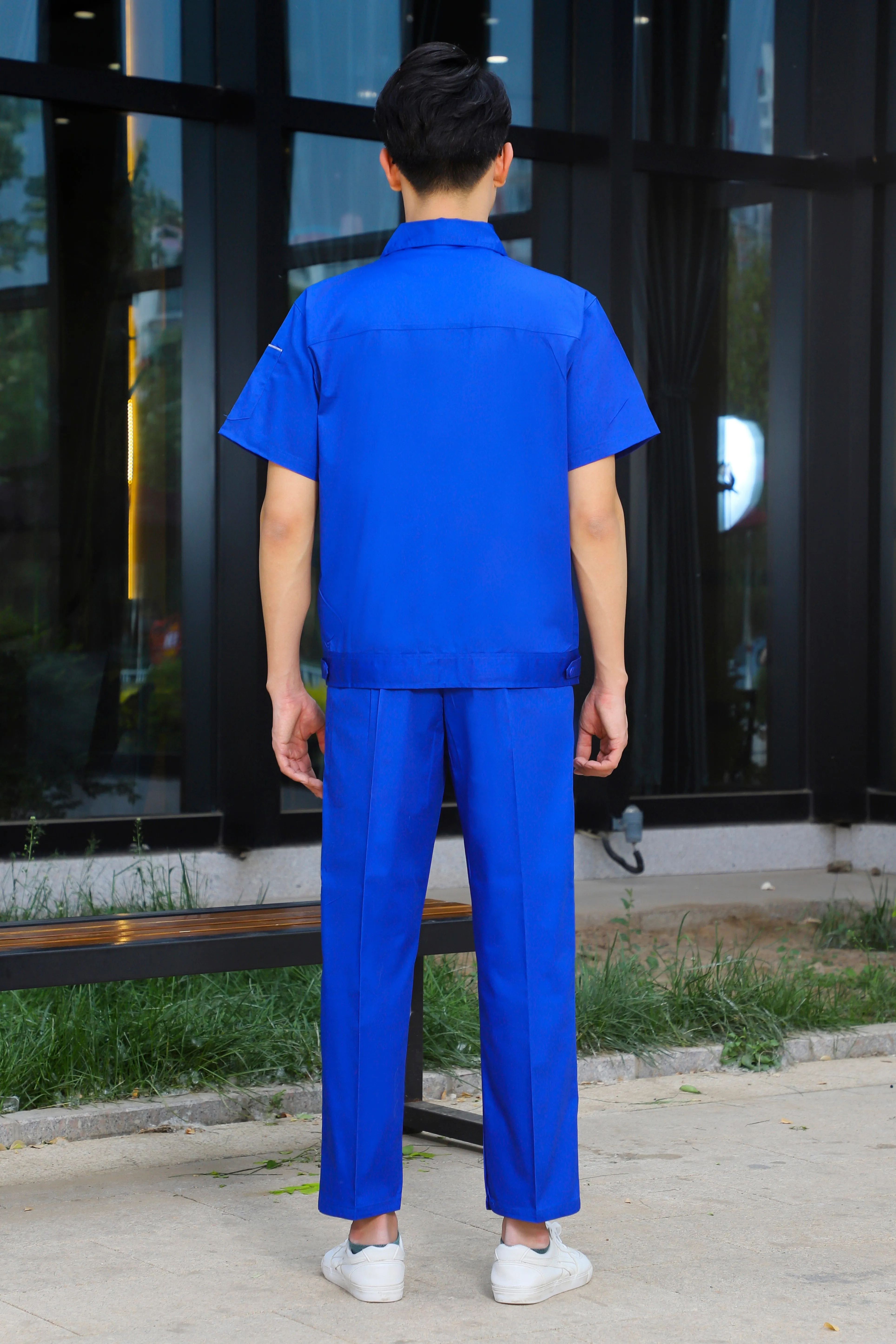 Short-sleeved polyester cotton overalls for summer SD-S302