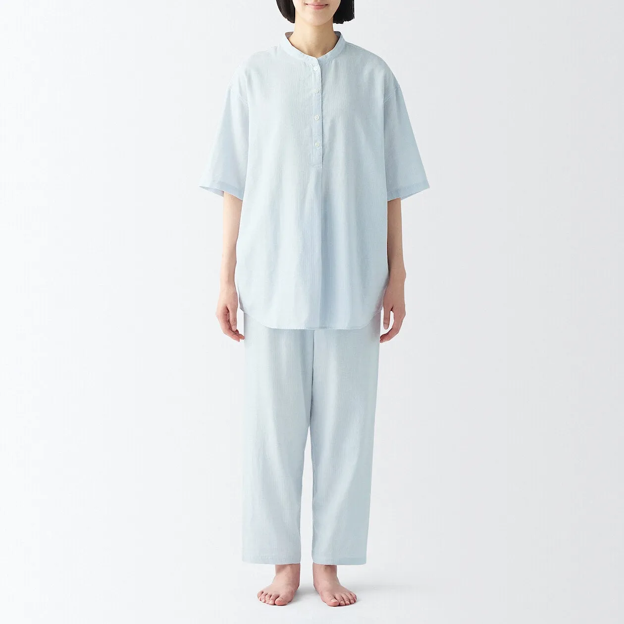 Side Seamless Lightweight Gauze Half Sleeve Pyjamas