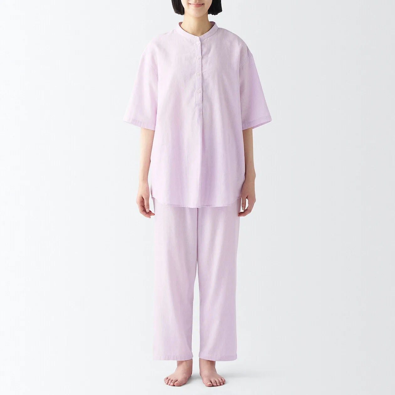Side Seamless Lightweight Gauze Half Sleeve Pyjamas