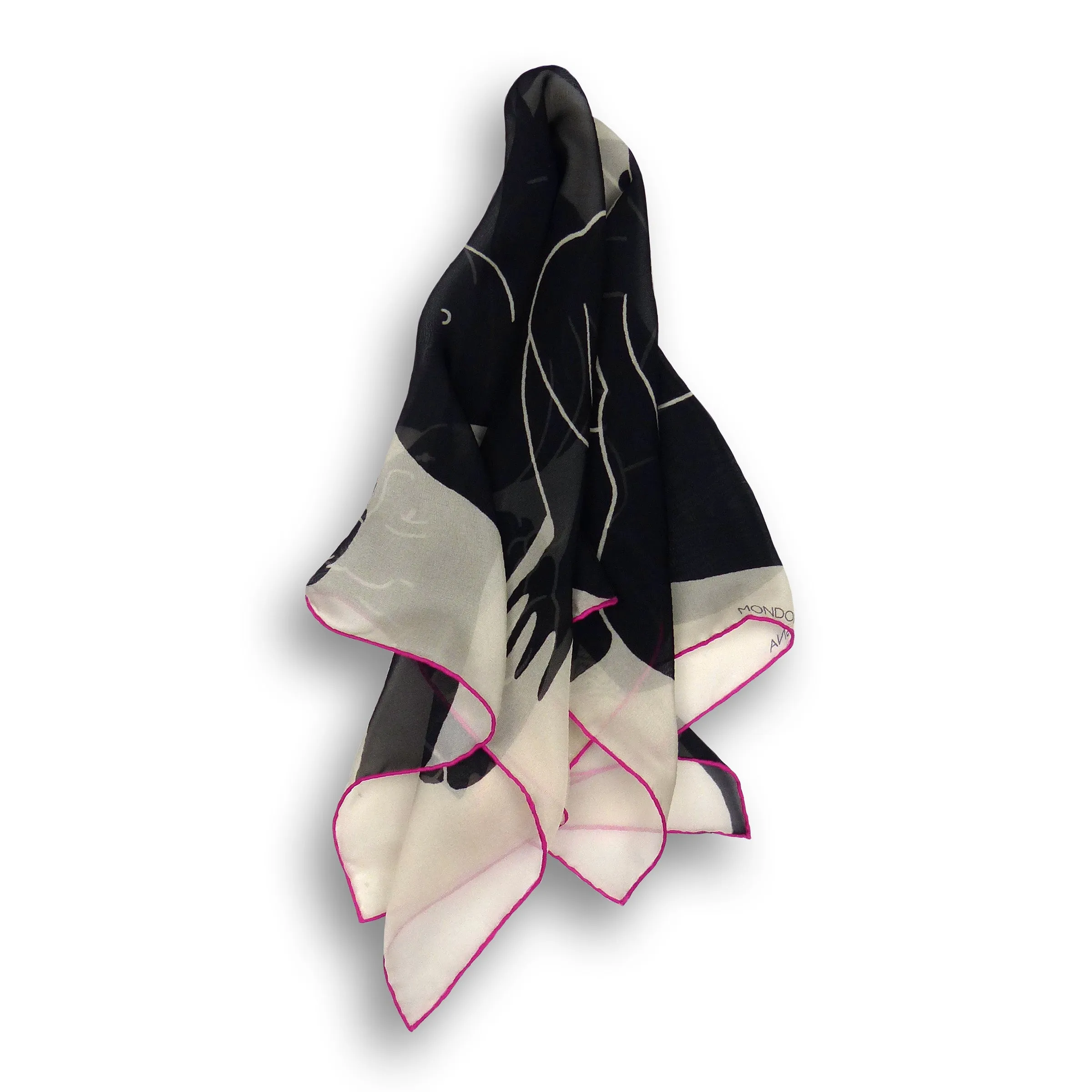 Silk Chiffon Scarf (65cm) - Ladies Black & White