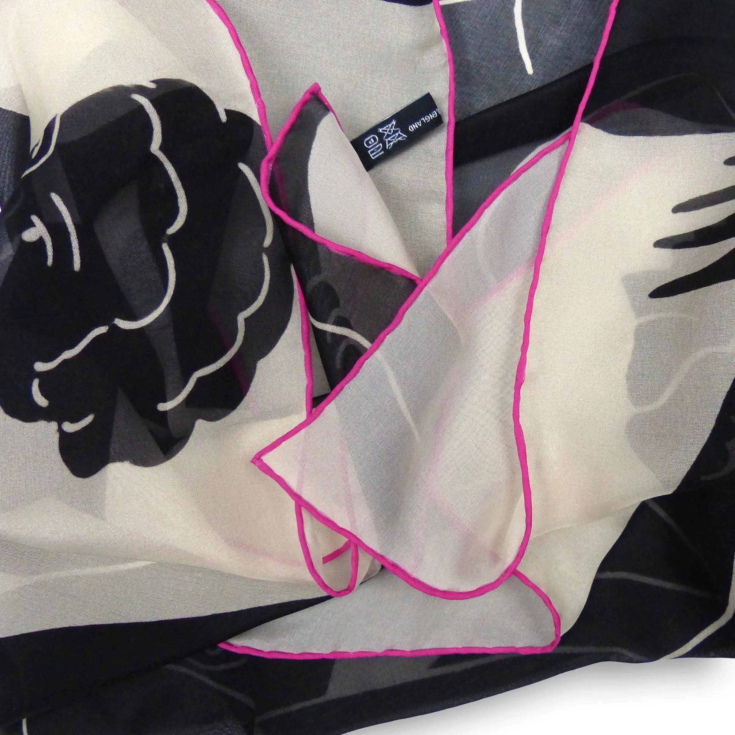 Silk Chiffon Scarf (65cm) - Ladies Black & White