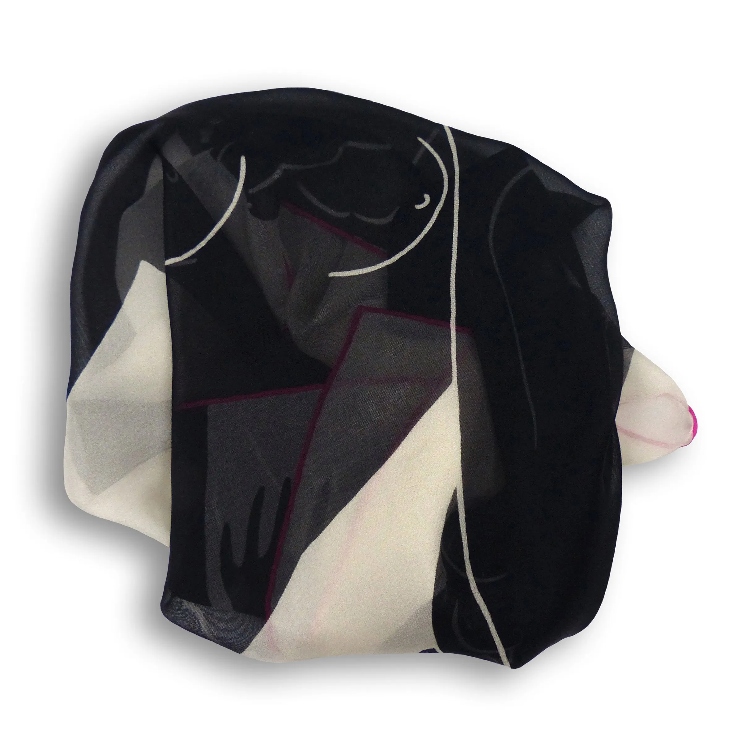 Silk Chiffon Scarf (65cm) - Ladies Black & White