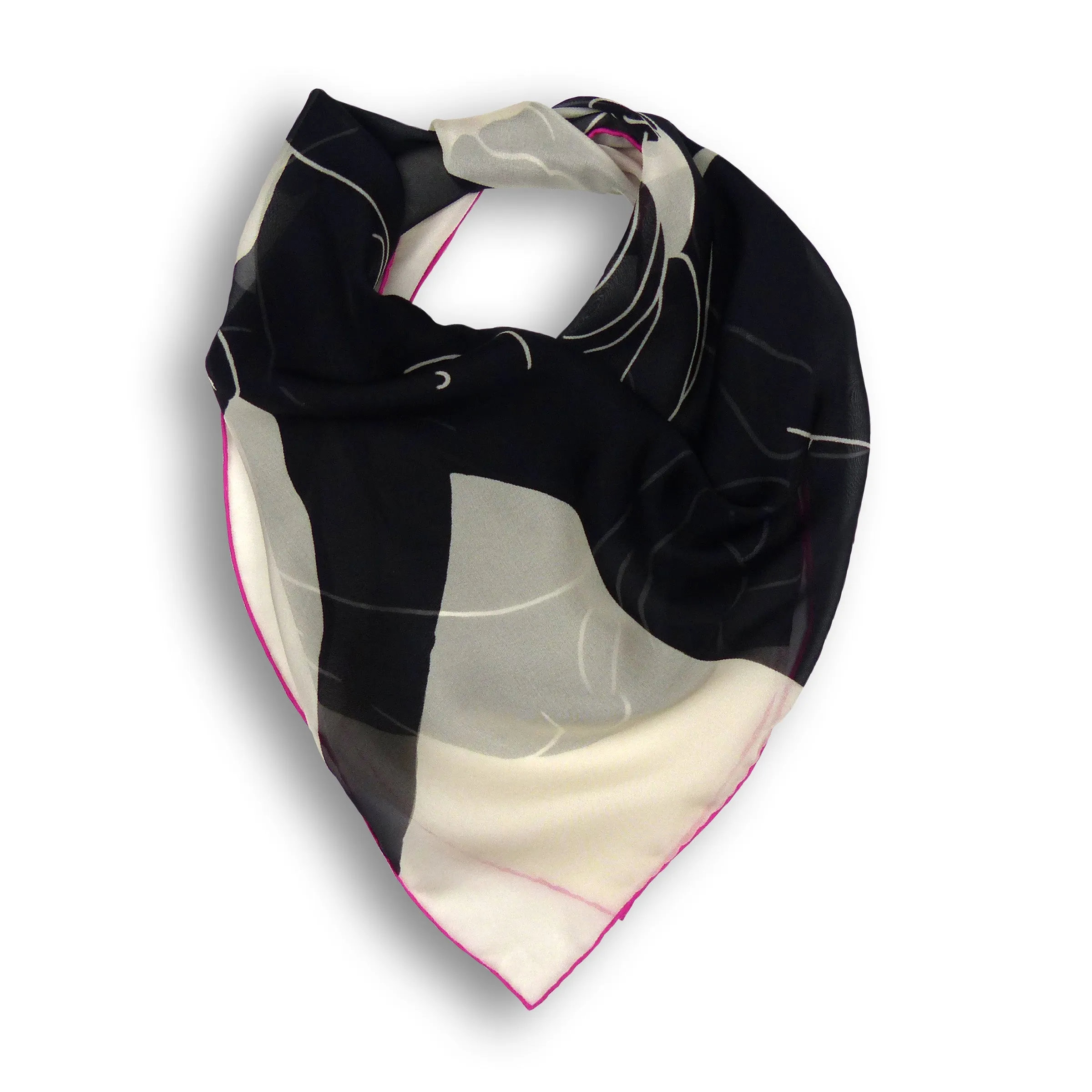 Silk Chiffon Scarf (65cm) - Ladies Black & White
