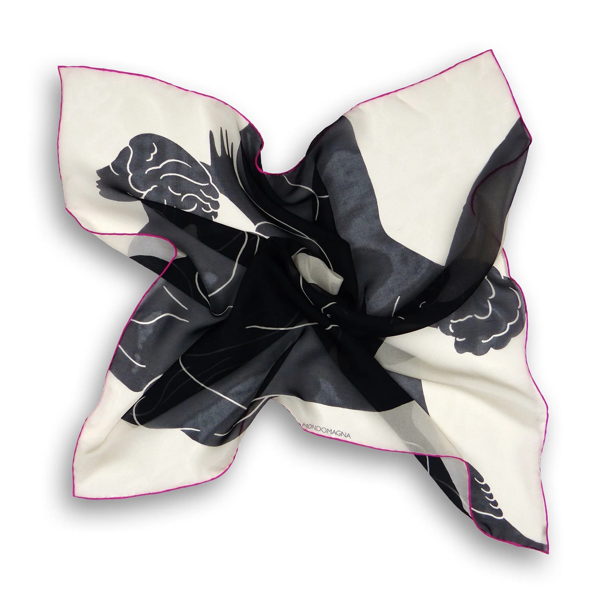 Silk Chiffon Scarf (65cm) - Ladies Black & White
