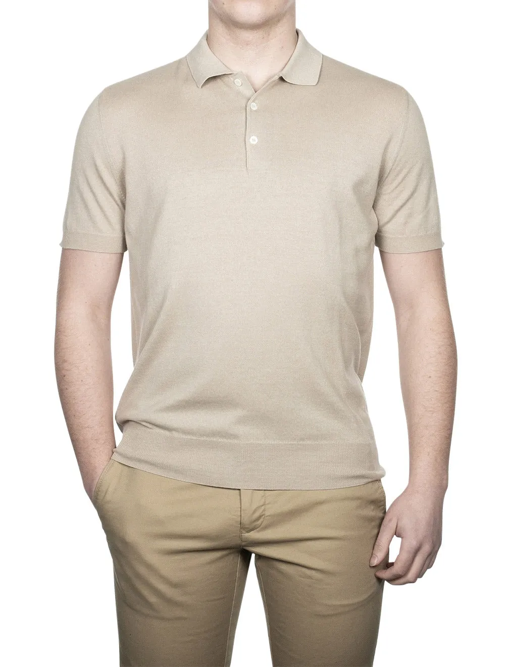 Silk Mix Polo Beige