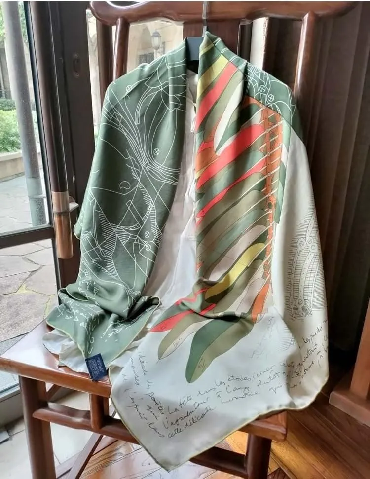 Silk Retro Big Square Scarf Silk Large Square Shawl Scarf
