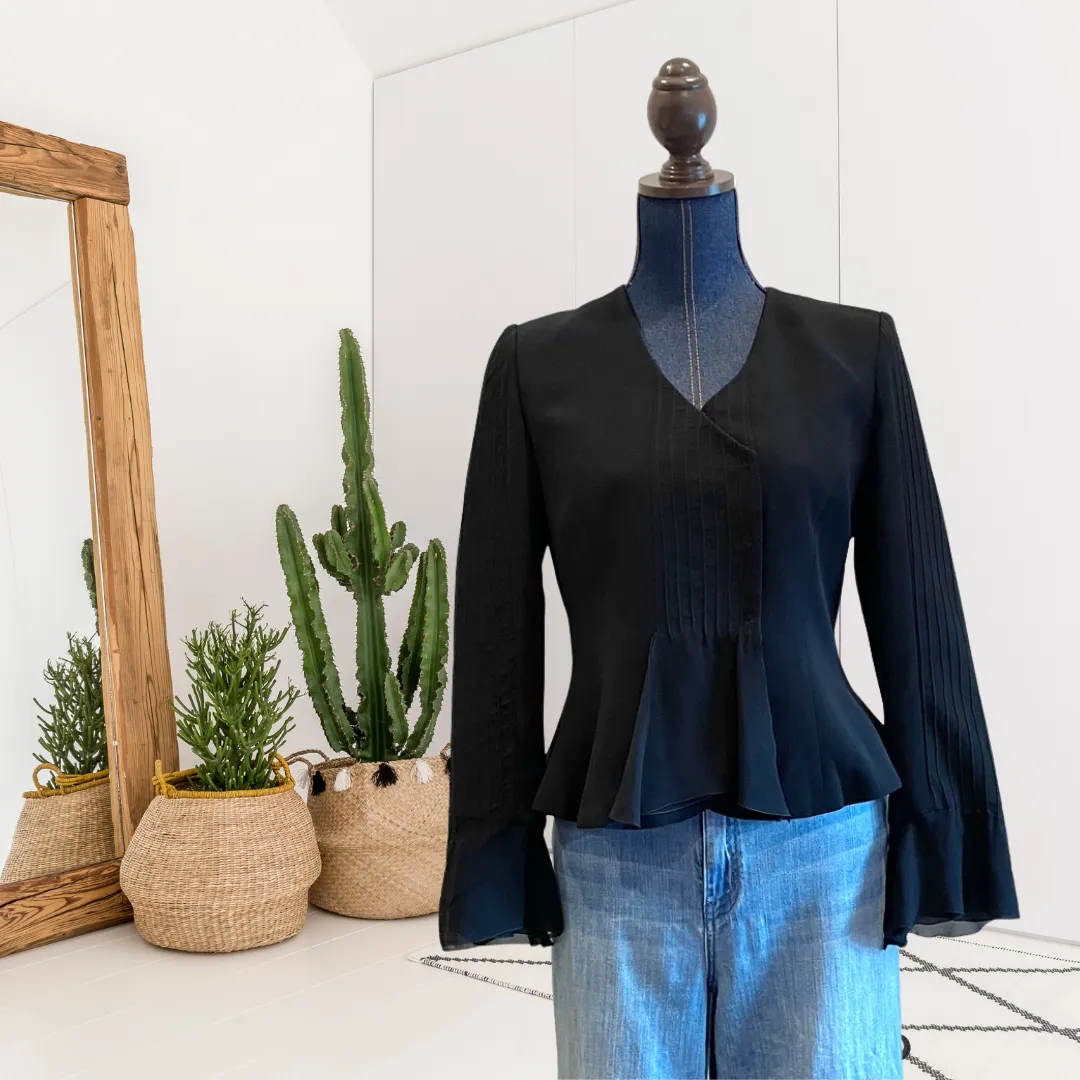 Silk Ruffle Peplum Blazer