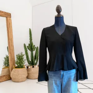 Silk Ruffle Peplum Blazer