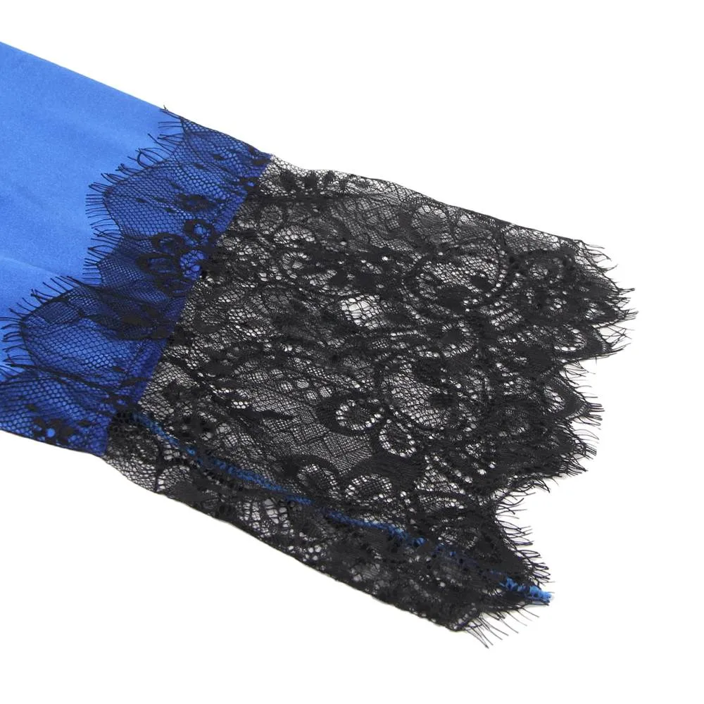 Silk Satin Lace Back Hollow Out Sexy Women Kimono Home