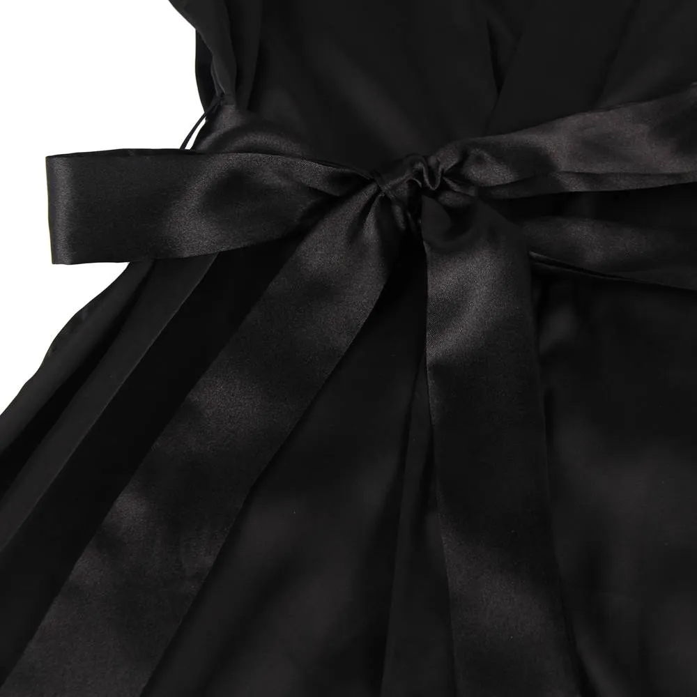 Silk Satin Lace Back Hollow Out Sexy Women Kimono Home