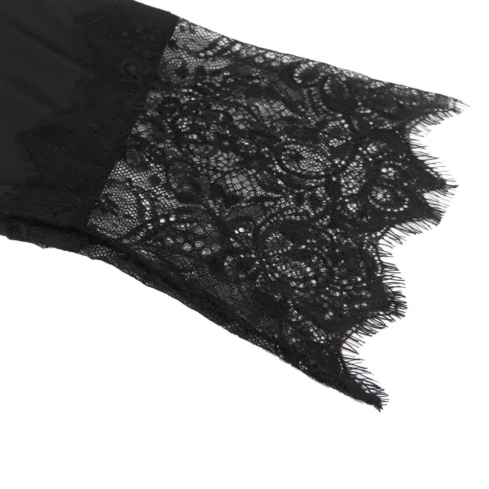 Silk Satin Lace Back Hollow Out Sexy Women Kimono Home