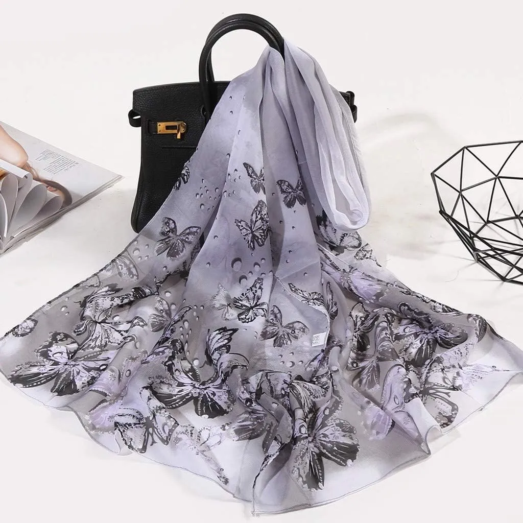 Silk Scarf For Women Women Silk Scarf Simulation Scarves Long Wrap Flower Soft Print Women Scarf Silk 160 * 50cm