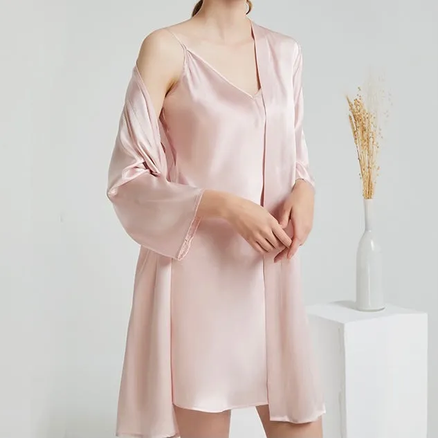 Silk Slip Robe Set | Pink