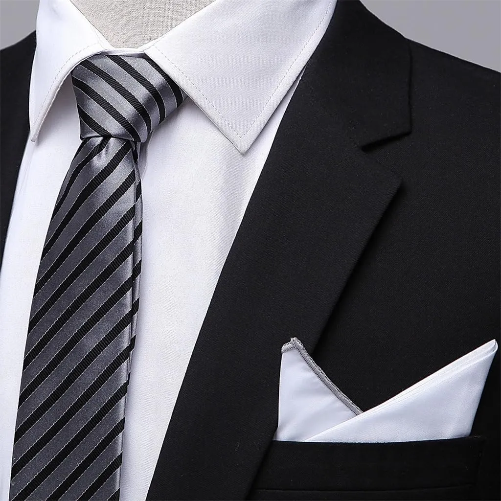 Silk Tie Square Suit Yarn-dyed Silk Stripe Wedding Tie Suit