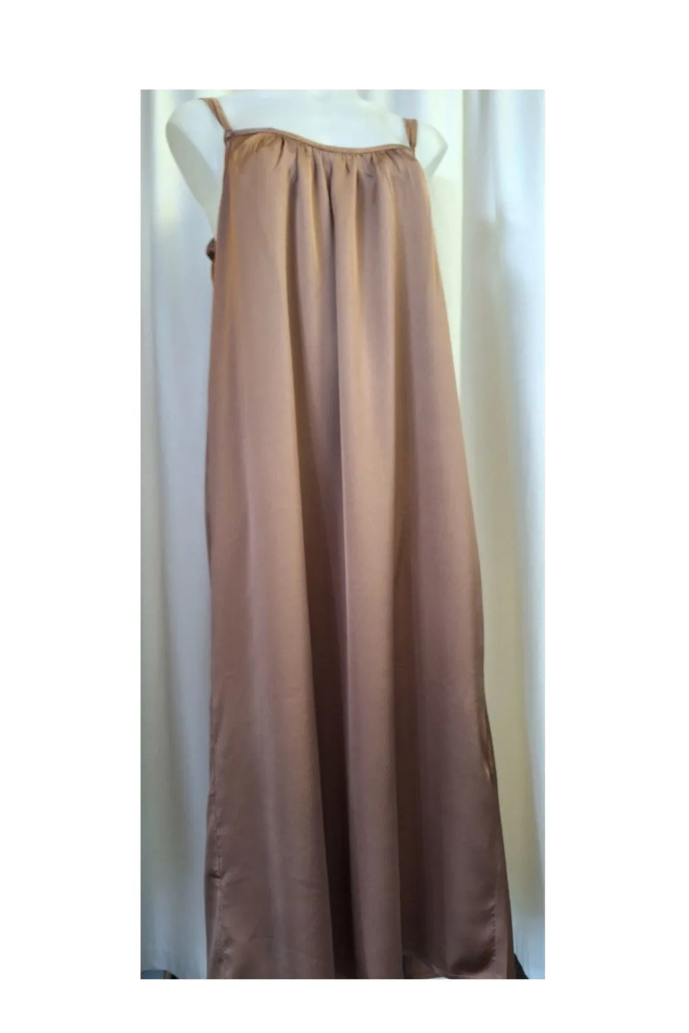 Silk Vicki long nightdress - Coffee