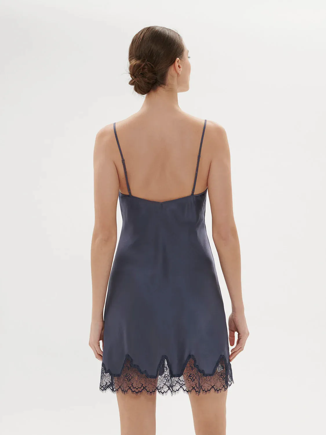 Simone Perele - Nocturne Silk Chemise | Cinder Blue