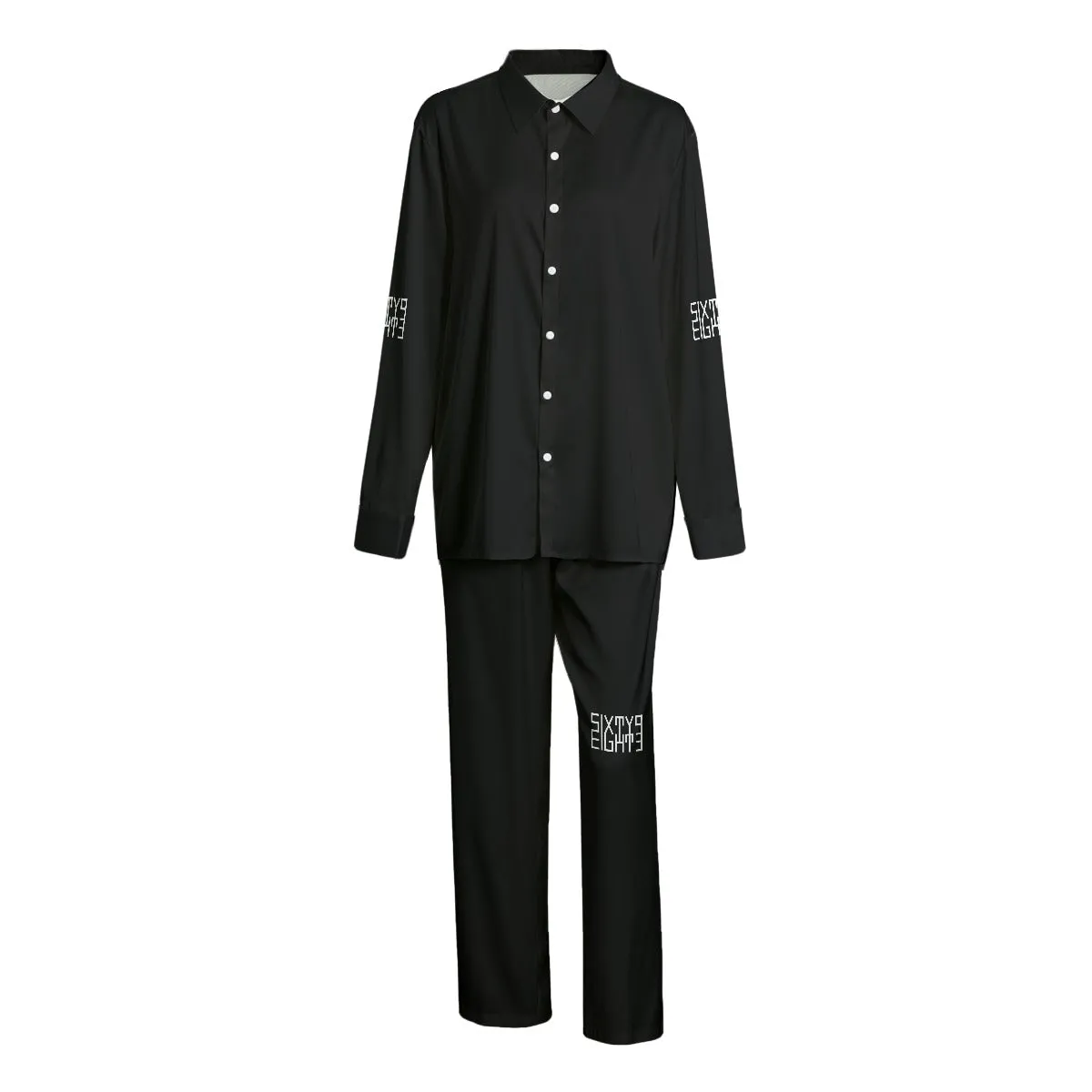 Sixty Eight 93 Logo White Black Unisex Imitation Silk Pajama Set