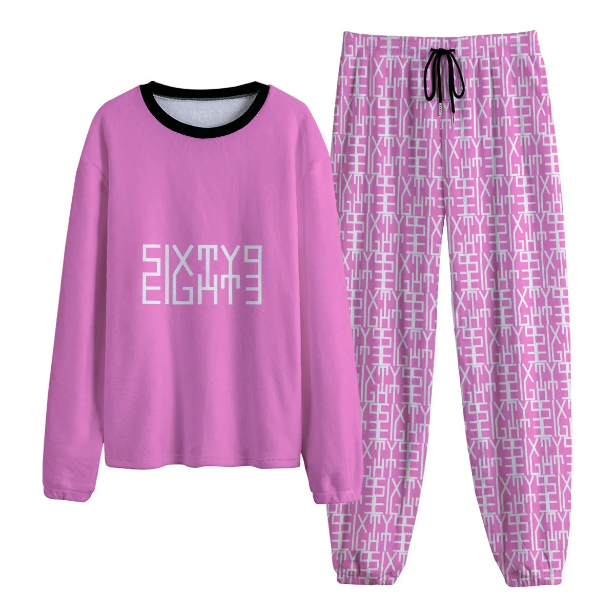 Sixty Eight 93 Logo White Pink Unisex Thicken Pajama Set #7