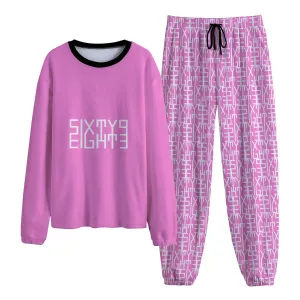 Sixty Eight 93 Logo White Pink Unisex Thicken Pajama Set #7