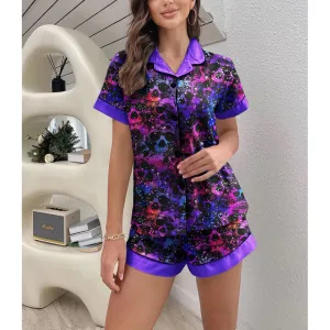 Skull Galaxy Sexy Pajama Sets With Short Sleeve