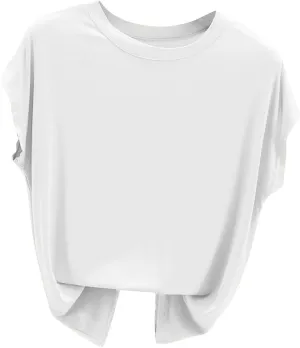Sleep Shirt for Women - Short Sleeve Summer Pajamas Tops Loose Crewneck Soft Modal Solid Color Loungewear