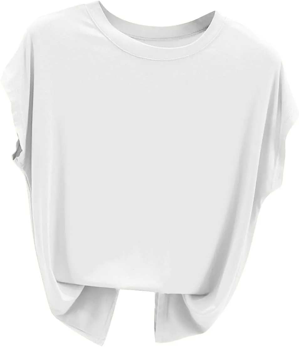 Sleep Shirt for Women - Short Sleeve Summer Pajamas Tops Loose Crewneck Soft Modal Solid Color Loungewear