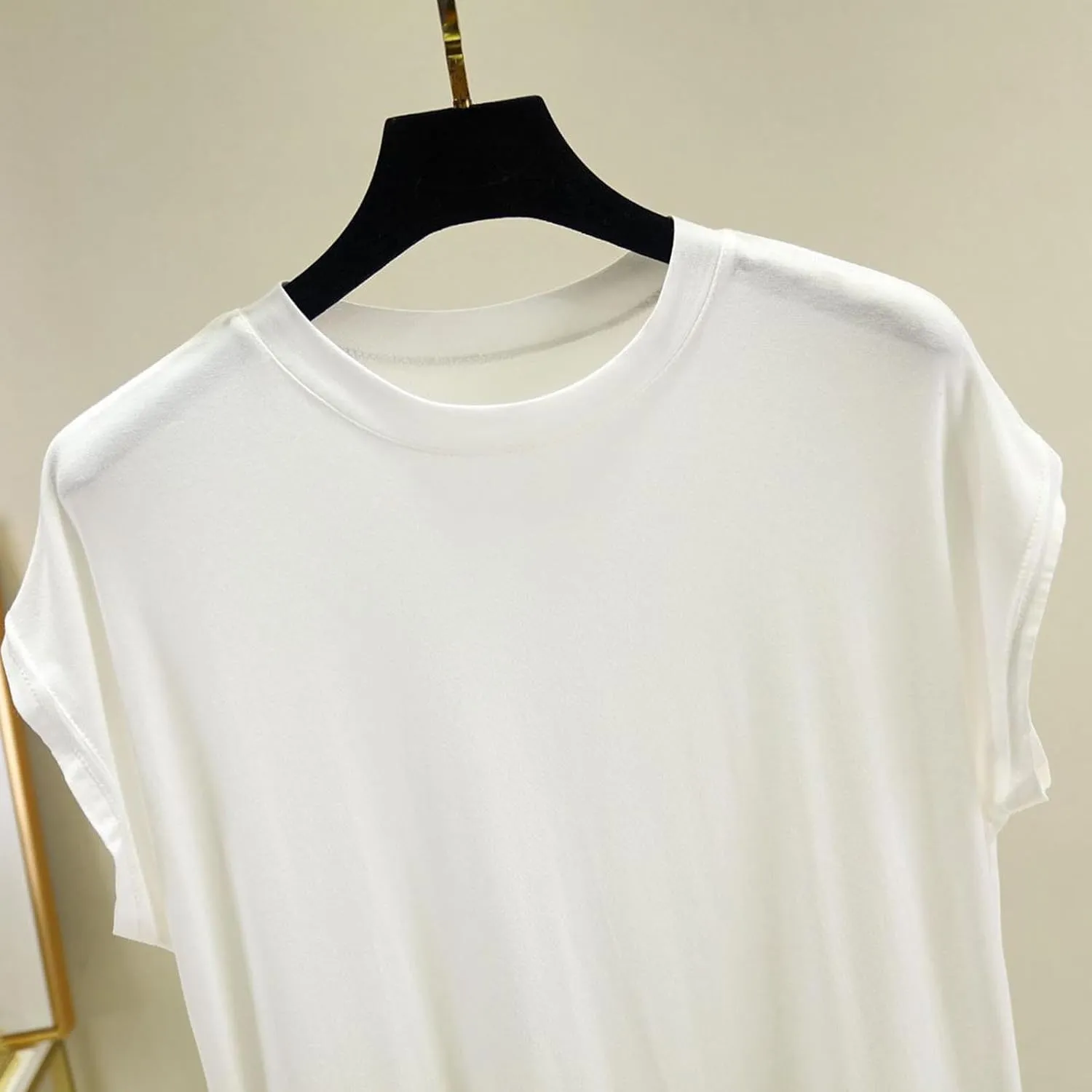 Sleep Shirt for Women - Short Sleeve Summer Pajamas Tops Loose Crewneck Soft Modal Solid Color Loungewear