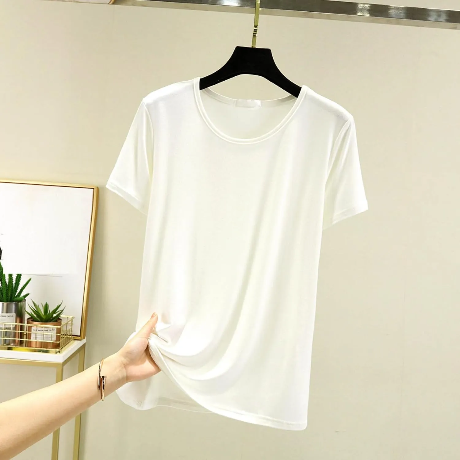 Sleep Shirt for Women Summer Basic Solid Short Sleeve Pajamas Tops Loose Crewneck Soft Modal Loungewear