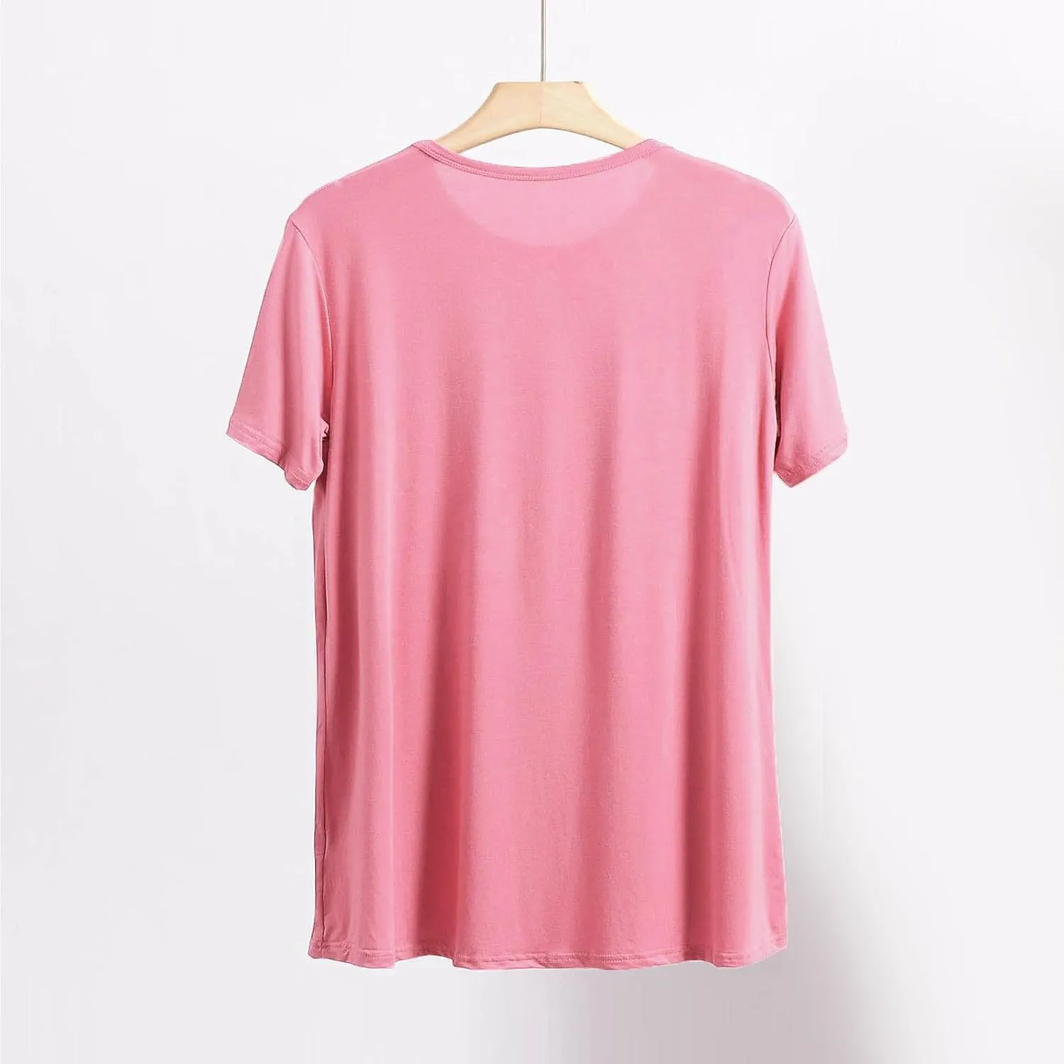 Sleep Shirt for Women Summer Loose Pleated Short Sleeve Pajamas Tops Solid Crewneck Soft Modal Loungewear